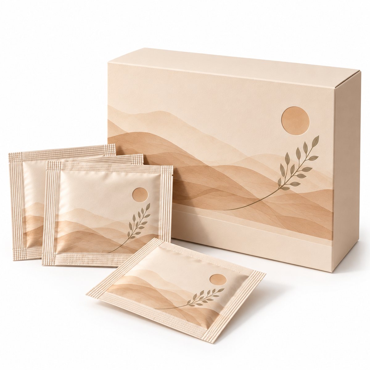 Le coffret Eyeluma et trois sachets individuels